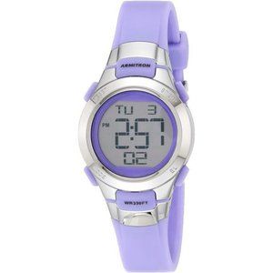 New Women's Armitron Sport‎ Digital Resin Strap Watch Adjustable Light Purple